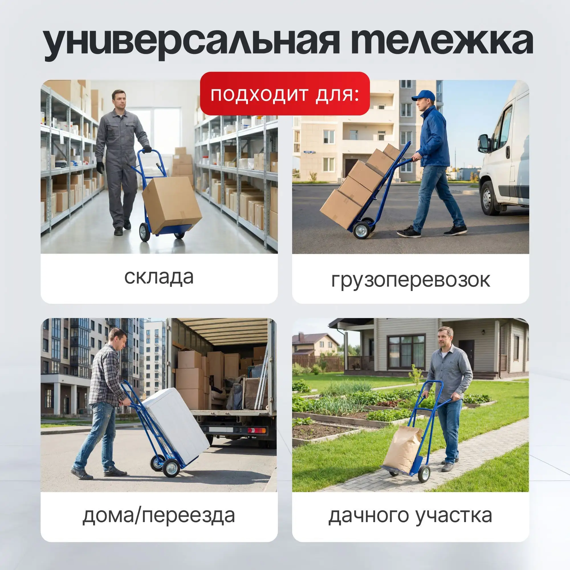 Тележка грузовая двухколесная из стали (200 кг)