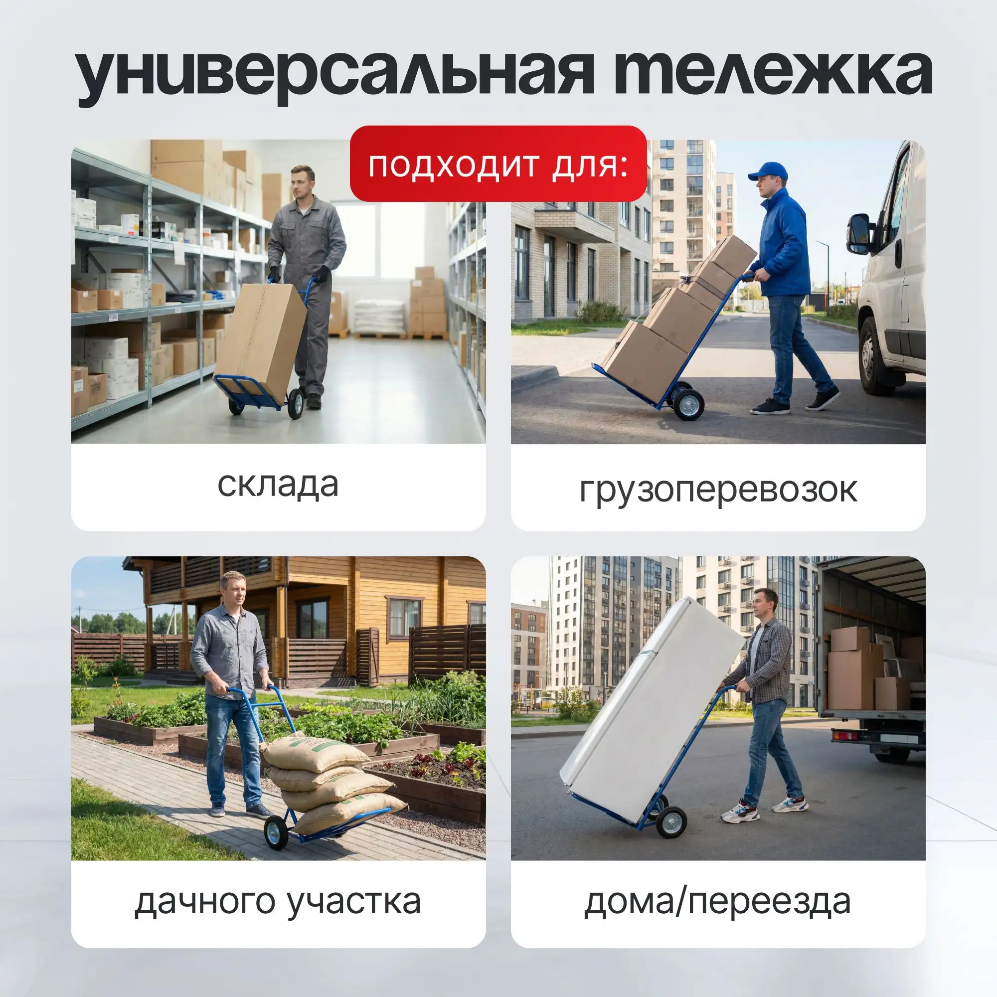 Тележка грузовая двухколесная (150 кг) с откидной полкой (150 кг) Стелла-техник