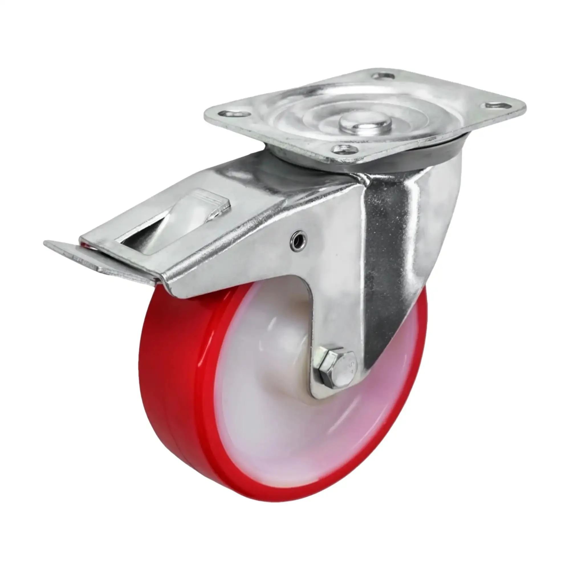 Колесо (160 мм, 250 кг) промышленное поворотное с тормозом полиуретановое Стелла-техник