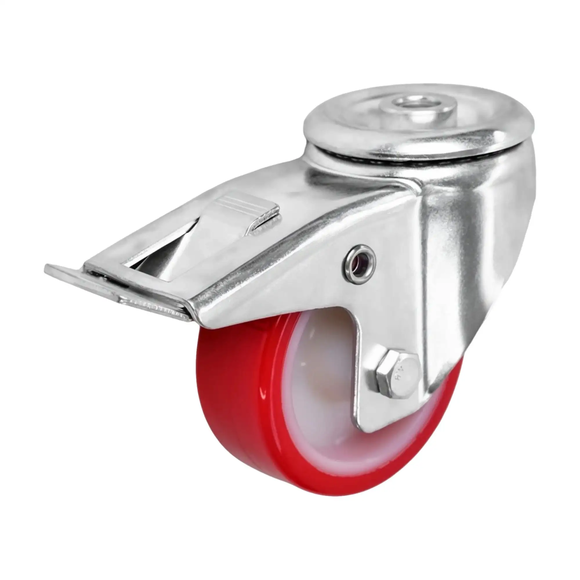 Колесо промышленное (80 мм, 110 кг) поворотное с тормозом полиуретановое Стелла-техник