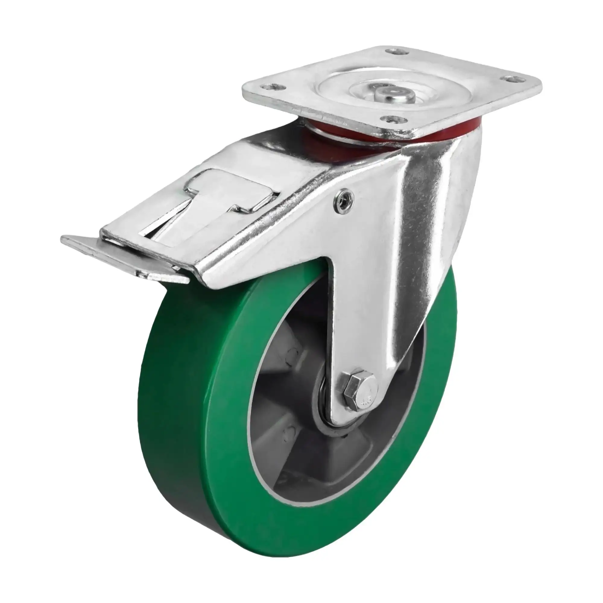 Колесо (200 мм, 800 кг) большегрузное поворотное с тормозом полиуретановое Стелла-техник