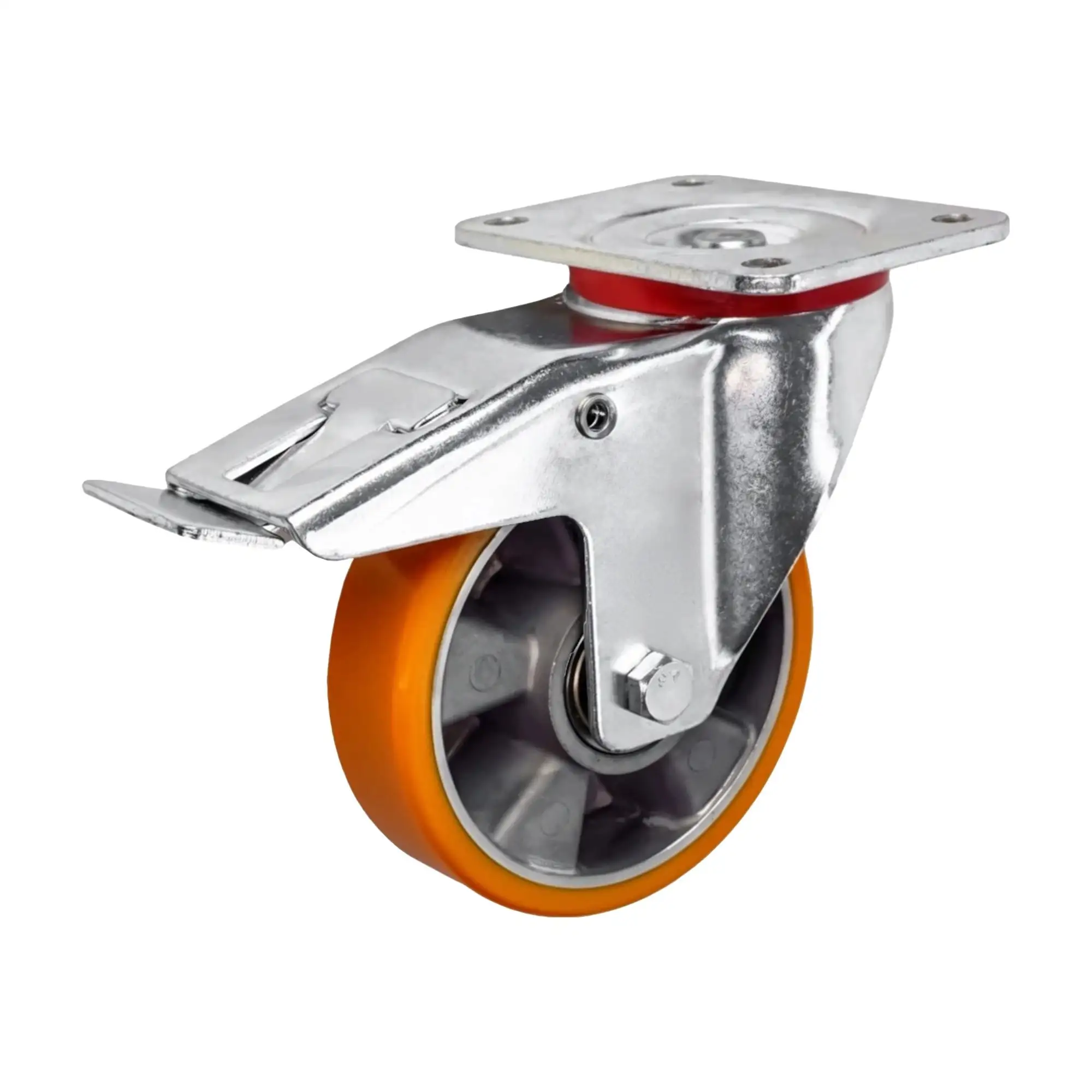 Колесо (150 мм, 500 кг) большегрузное поворотное с тормозом полиуретановое Стелла-техник