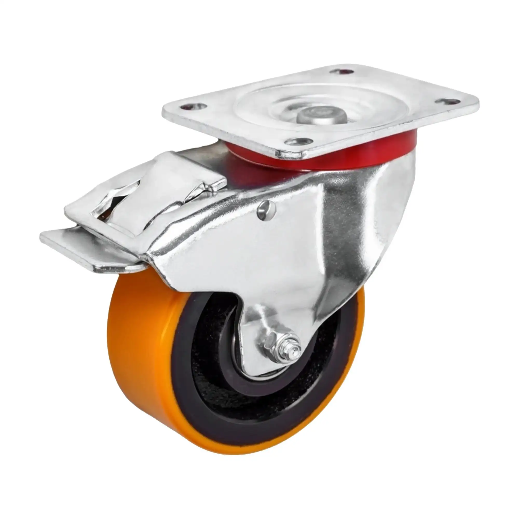 Колесо (200 мм, 900 кг) большегрузное полиуретановое поворотное с тормозом Стелла-техник (копия)