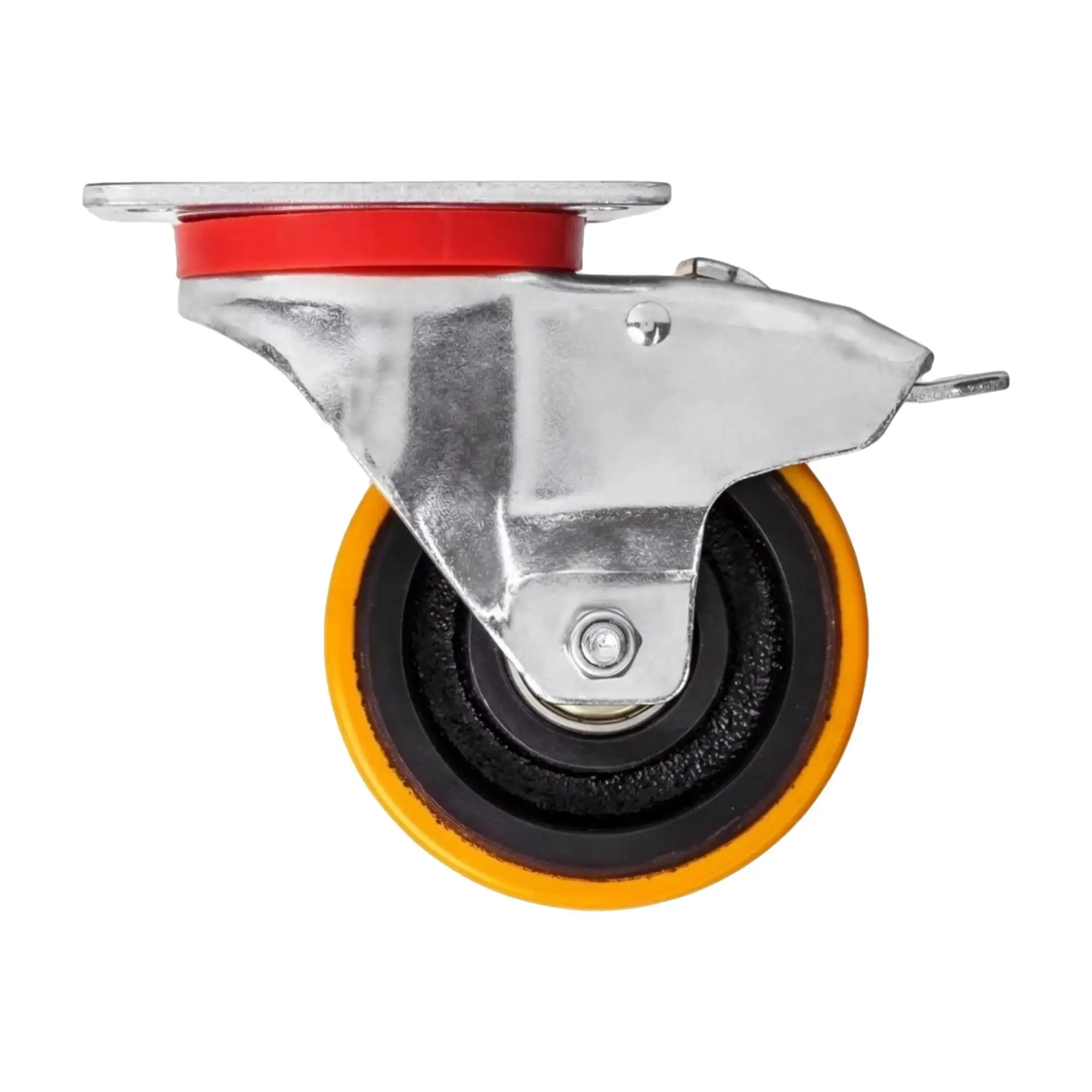 Колесо (200 мм, 900 кг) большегрузное полиуретановое поворотное с тормозом Стелла-техник (копия)
