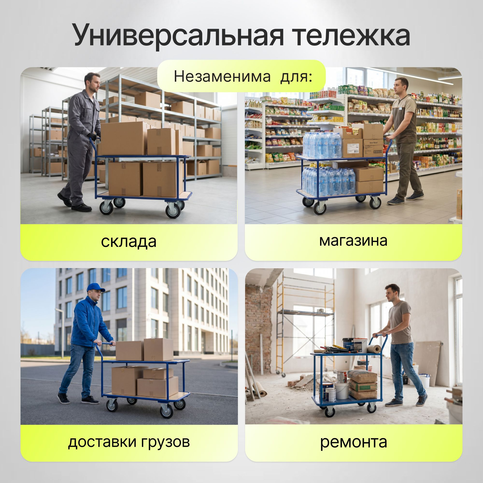 Тележка платформенная 2-х ярусная 500х800 мм Стелла-техник