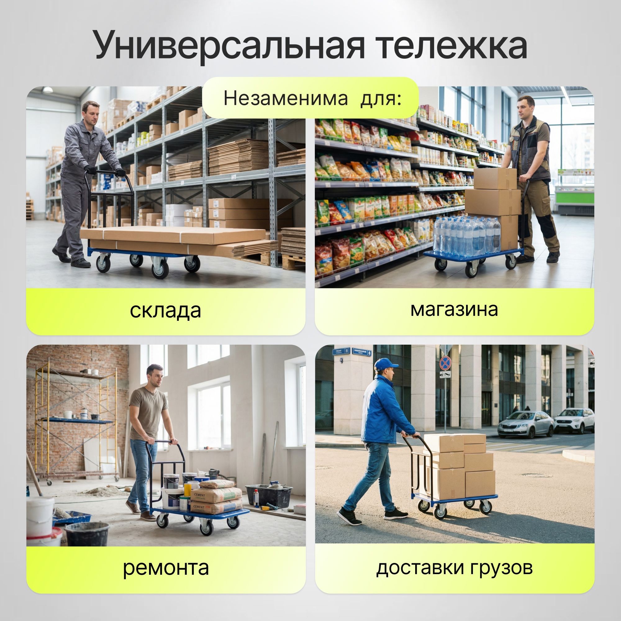 Тележка платформенная 700х1250 мм Стелла-техник