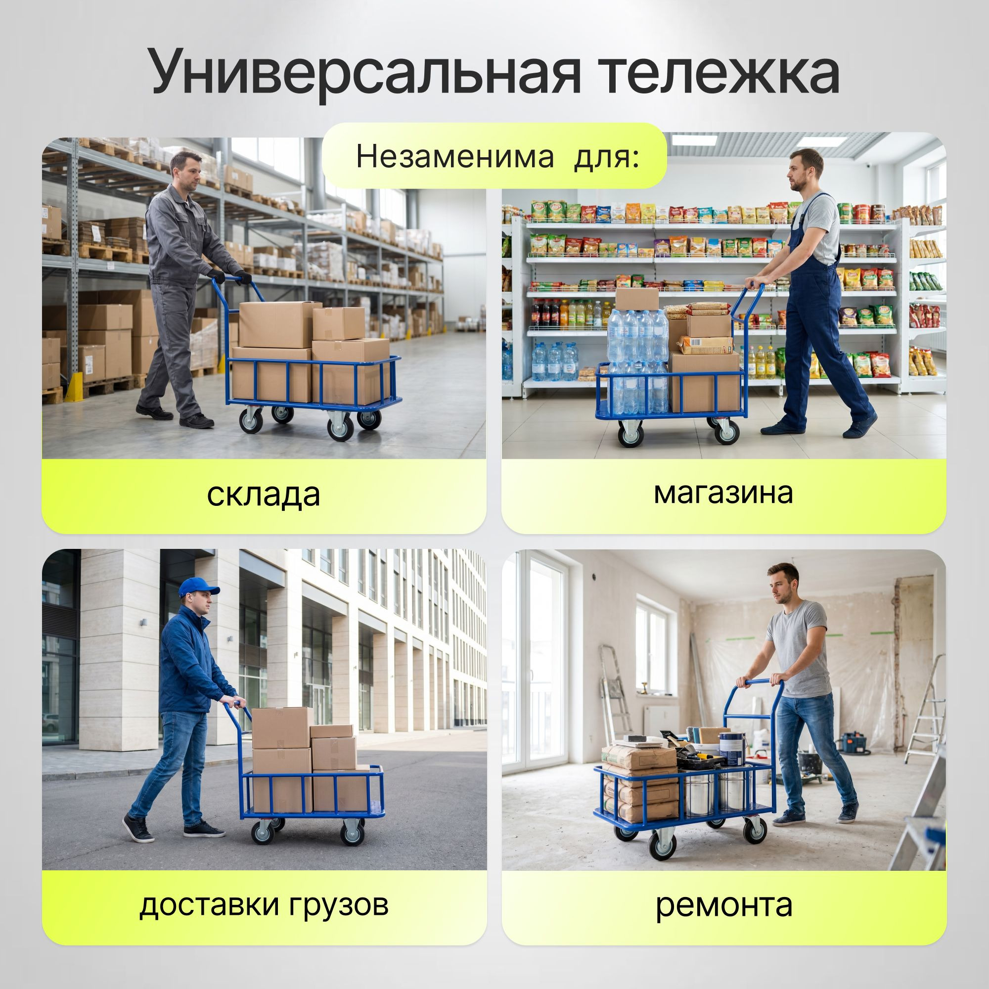 Тележка платформенная (600х900 мм; г/п 450 кг) с боратами Стелла-техник