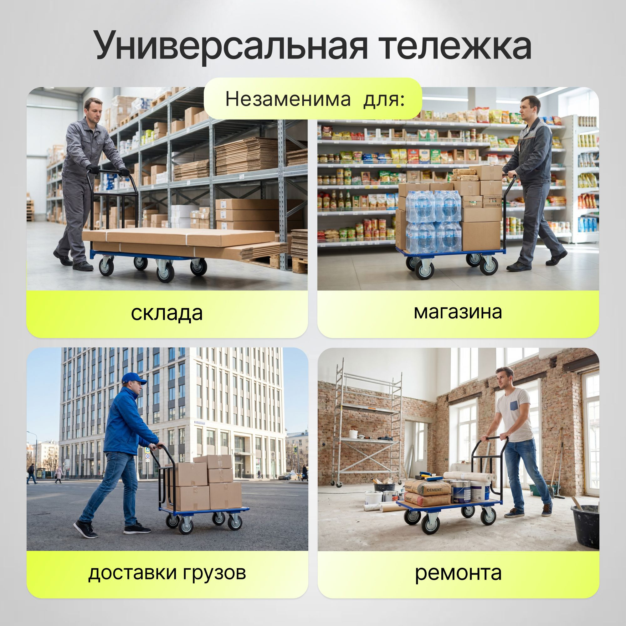 Тележка грузовая с фанерной платформой (600х1000 мм; 390 кг) Стелла-техник