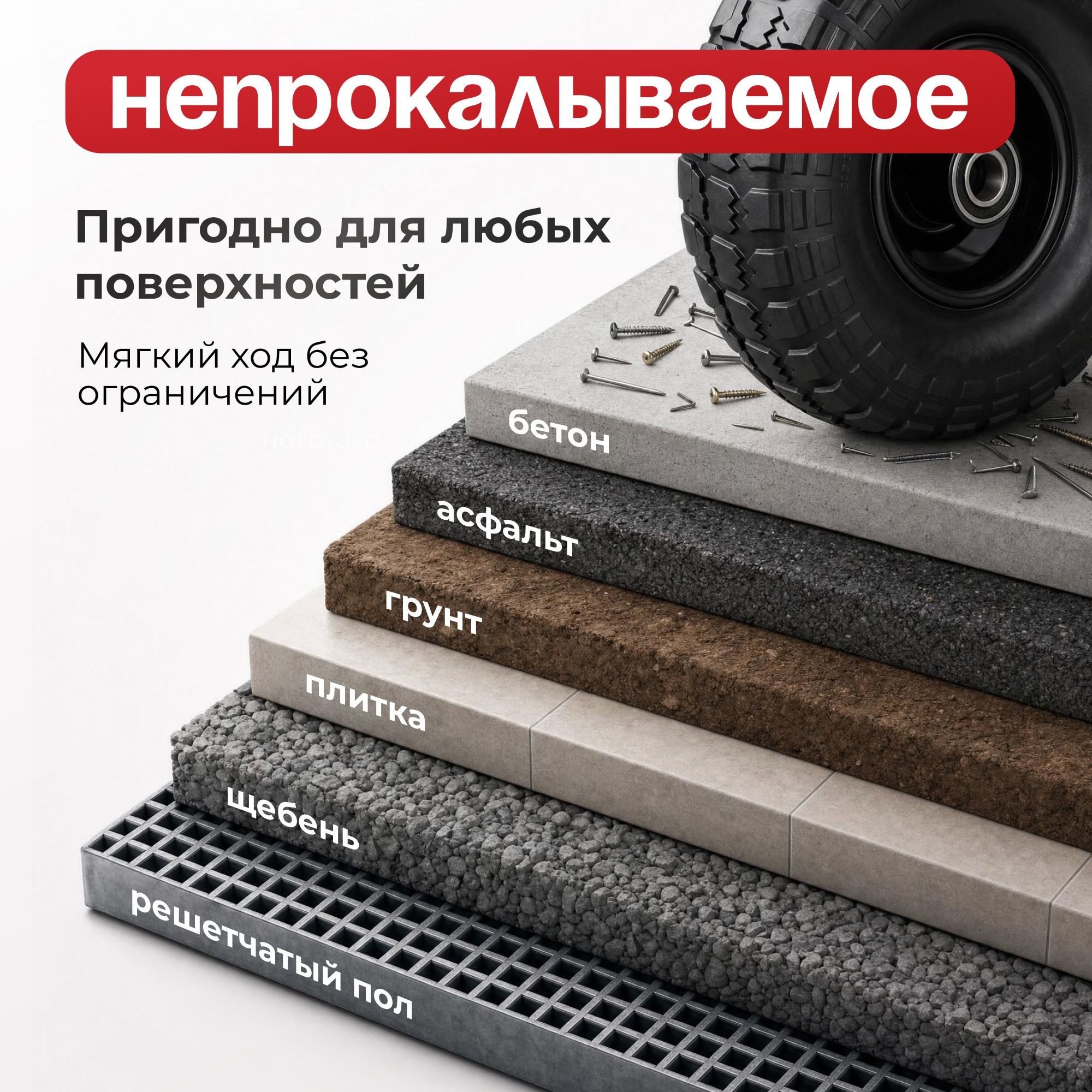 Колесо пенополиуретановое для тачки (255 мм, 100 кг) под ось 20 мм Стелла-техник