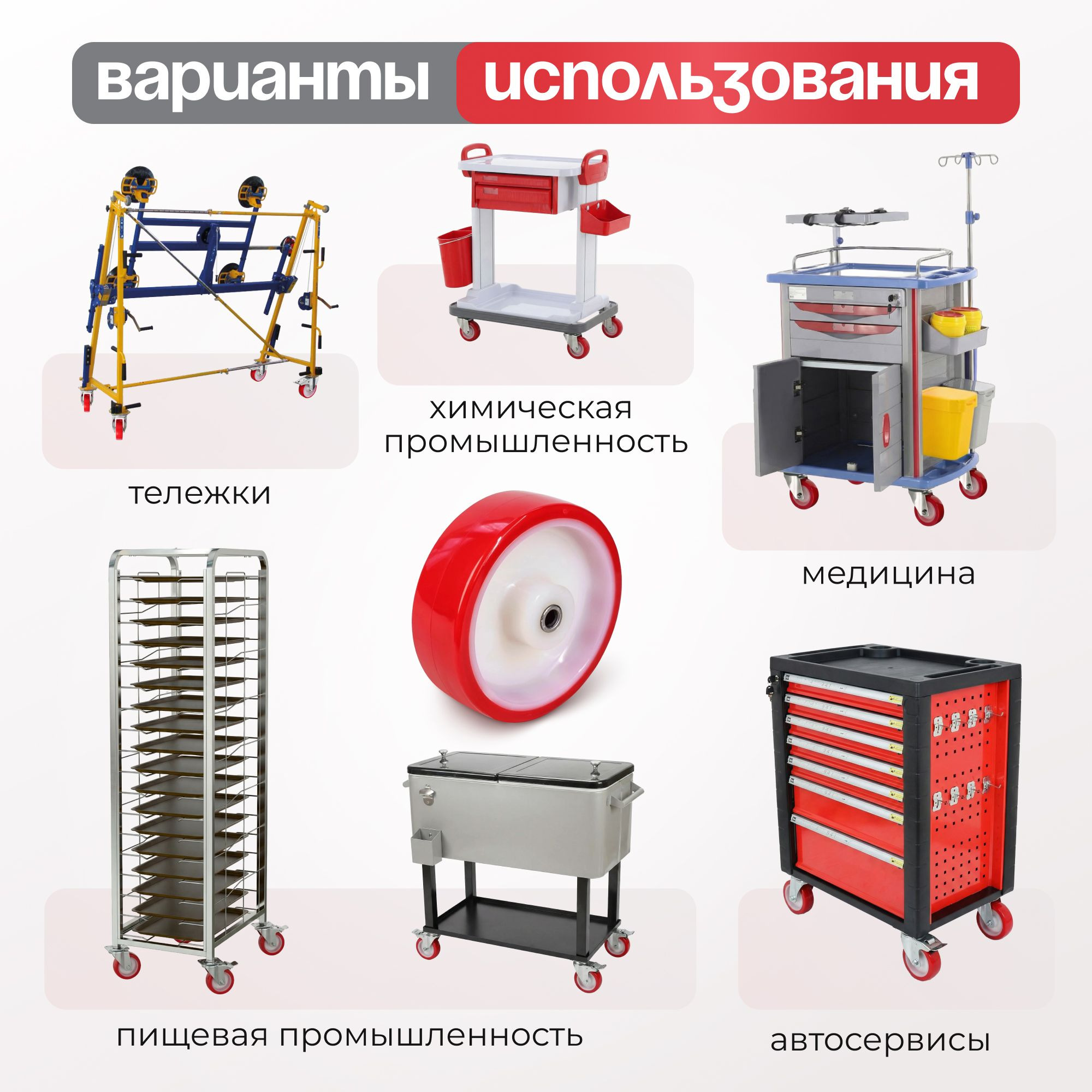 Колесо промышленное (125 мм, 180 кг) полиуретановое под ось Стелла-техник