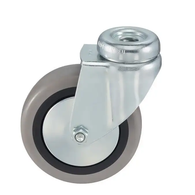 Колесо промышленное поворотное (80 мм; 55икг) Tellure Rota, серая немаркая резина / полипропилен