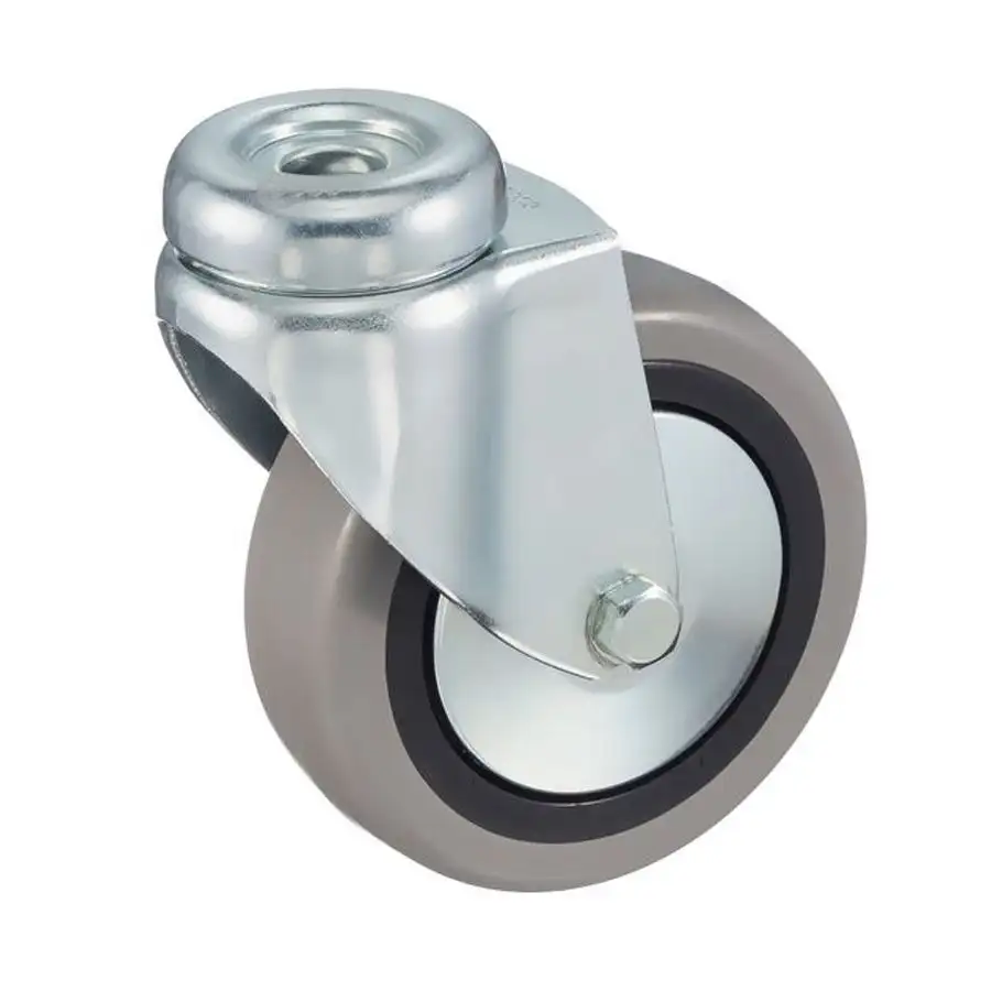 Колесо промышленное поворотное (100 мм; 55 кг) Tellure Rota, серая немаркая резина / полипропилен