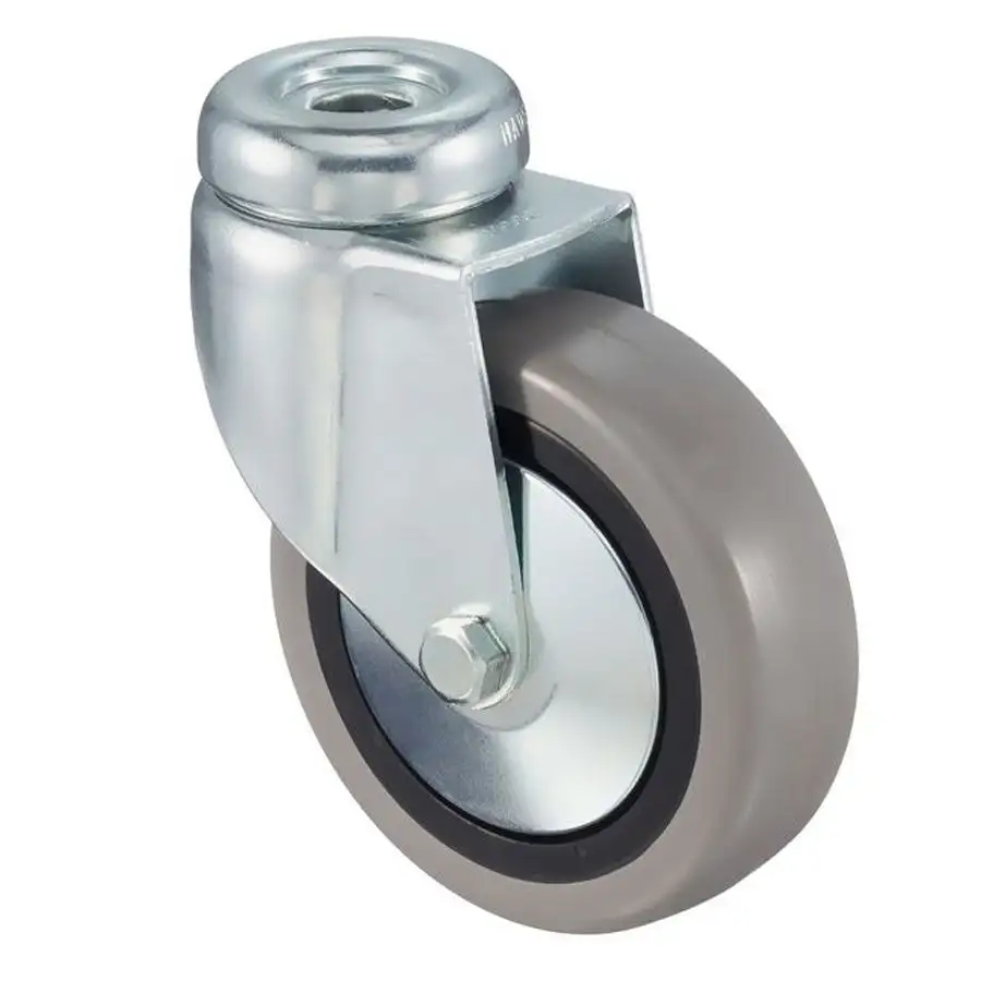 Колесо промышленное поворотное (100 мм; 55 кг) Tellure Rota, серая немаркая резина / полипропилен