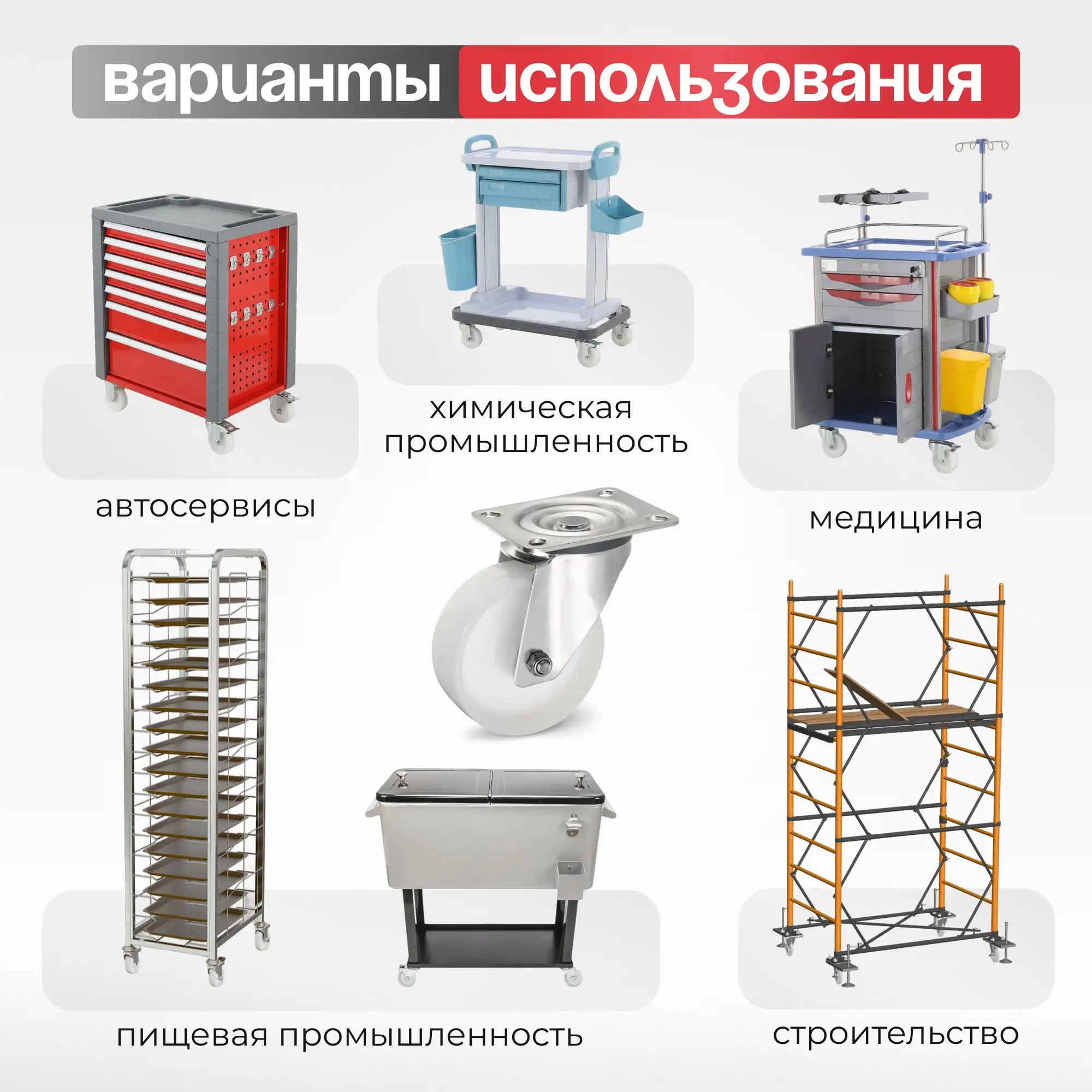 Колесо 100 мм, 200 кг поворотное на НЕРЖАВЕЙКЕ Стелла-техник