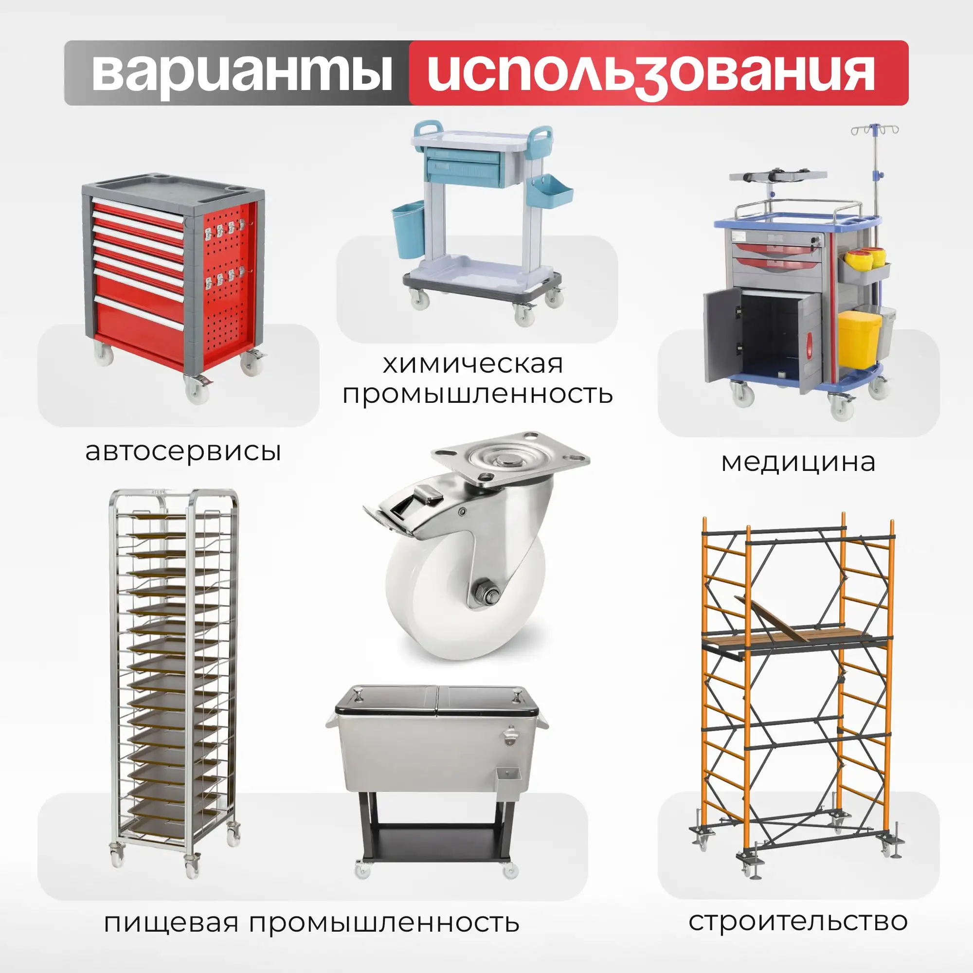 Колесо 125 мм, 280 кг поворотное с тормозом на НЕРЖАВЕЙКЕ Стелла-техник