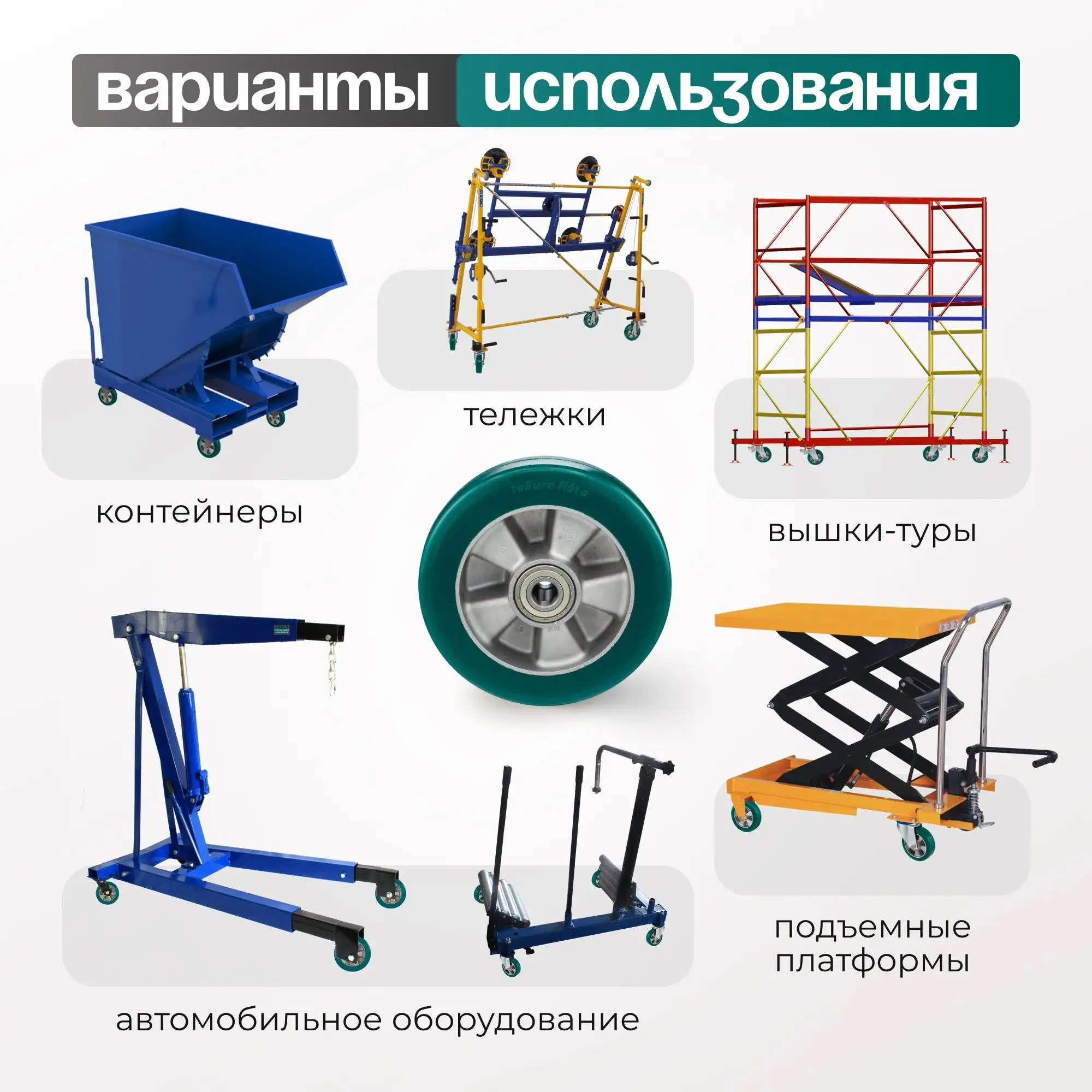 Колесо промышленное полиуретановое (200 мм; 700 кг) под ось, полиуретанTR-ROLL высокой плотности / алюминий