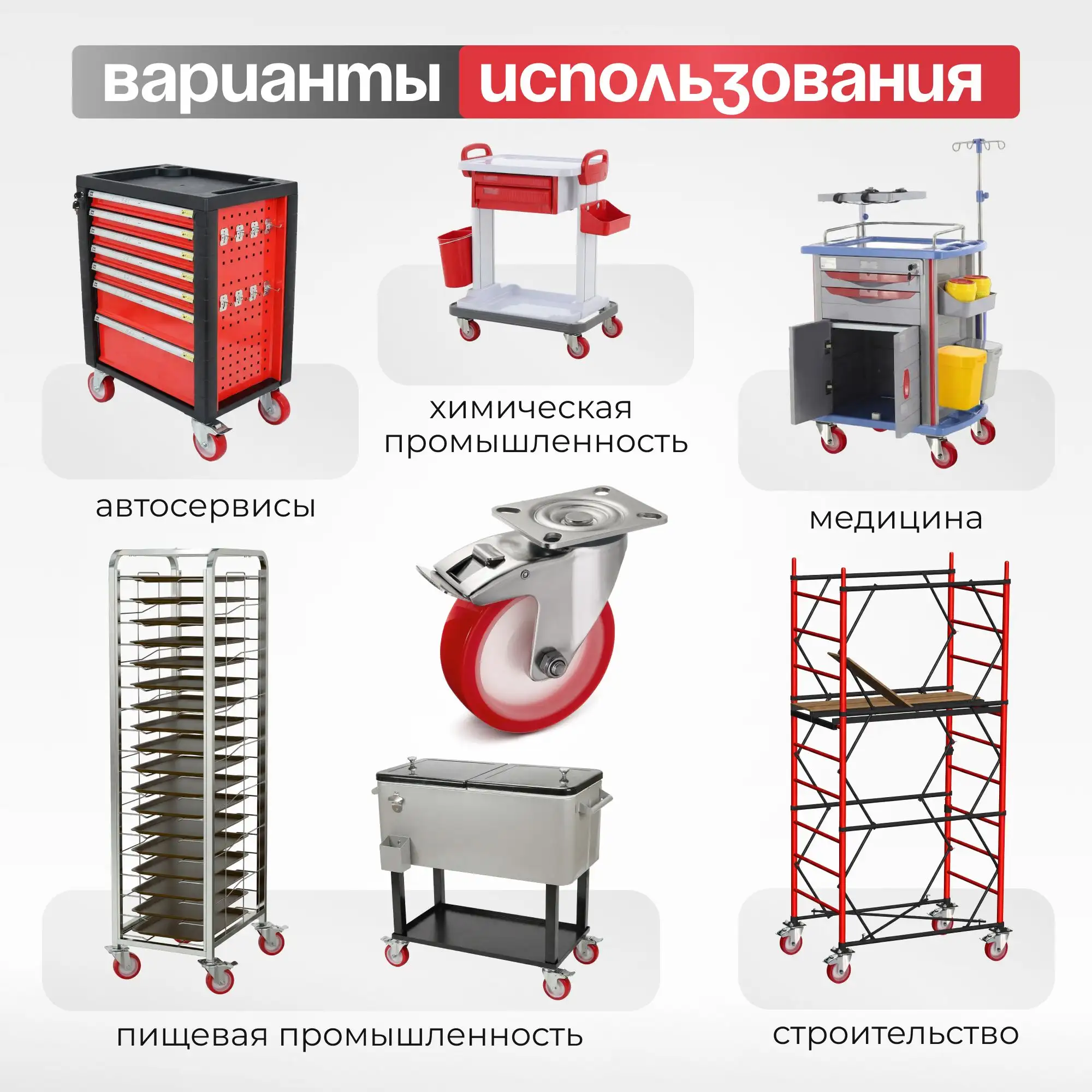 Колесо (125 мм, 220 кг) поворотное с тормозом на НЕРЖАВЕЙКЕ Стелла-техник