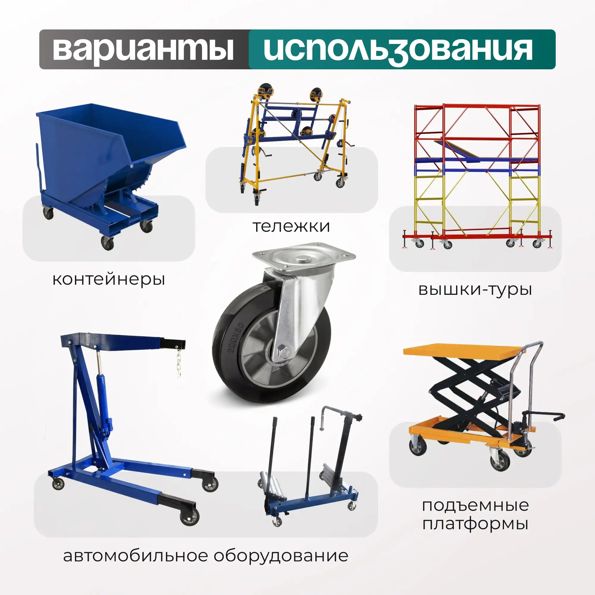 Колесо (200 мм, 400 кг) большегрузное поворотное Стелла-техник