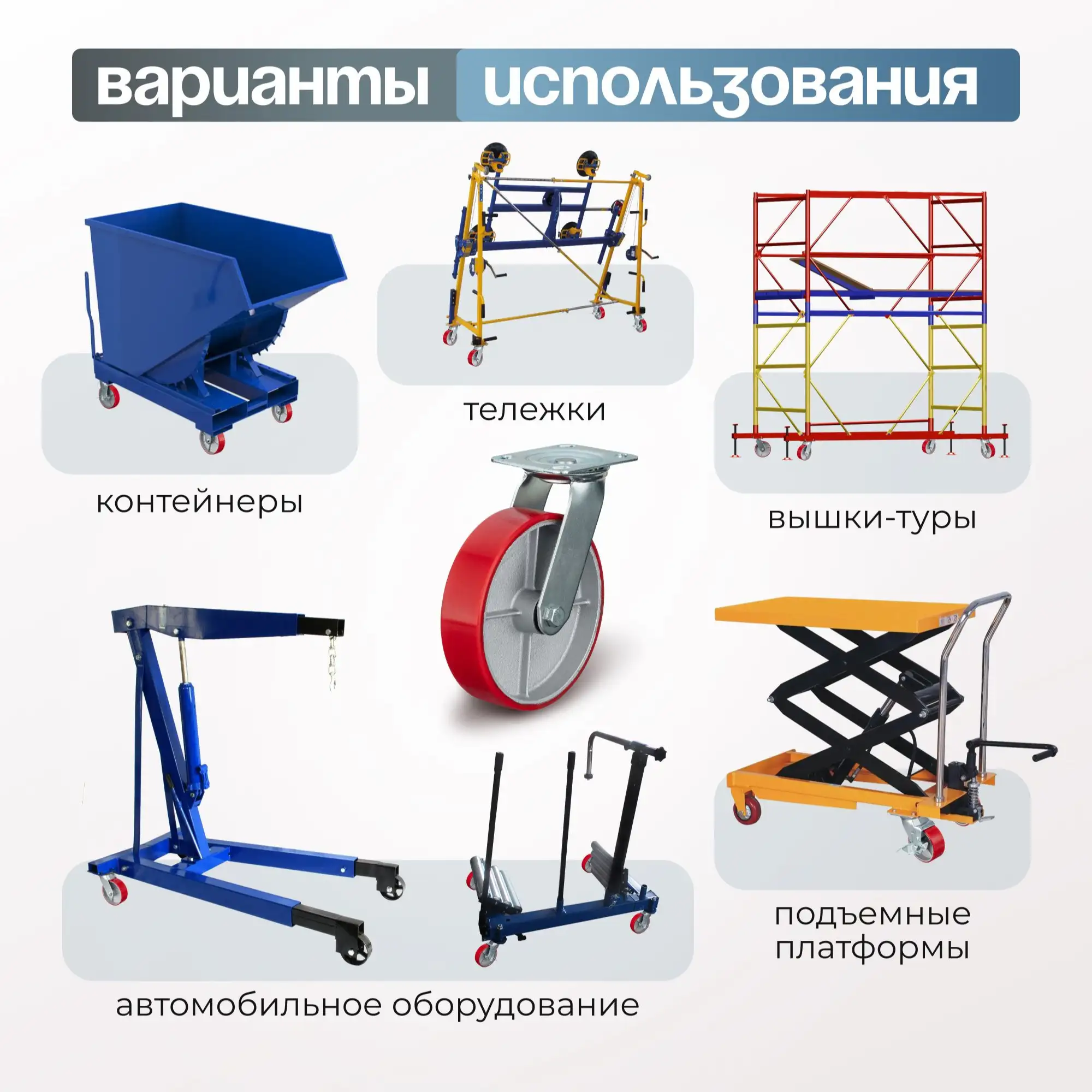 Колесо промышленное (200 мм, 350 кг) поворотное Стелла-техник, полиуретан / чугун