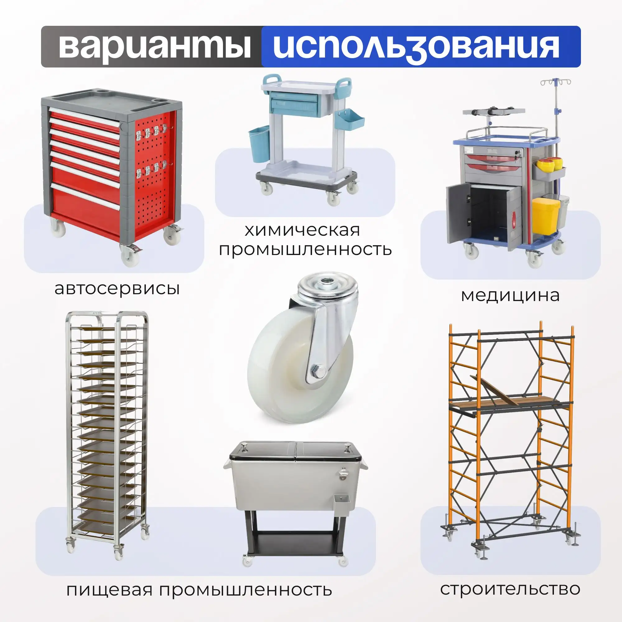 Колесо нейлоновое (125 мм, 250 кг) поворотное Стелла-техник
