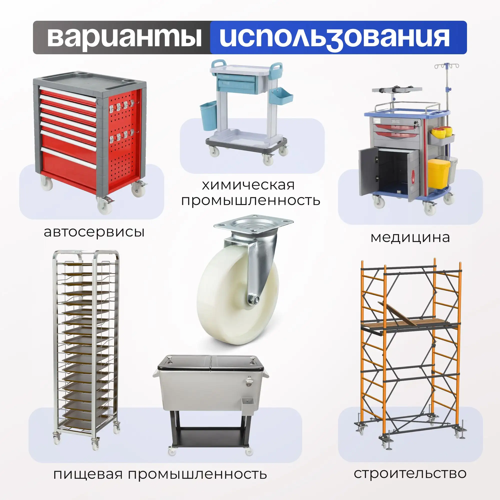 Колесо нейлоновое (200 мм, 350 кг) поворотное Стелла-техник